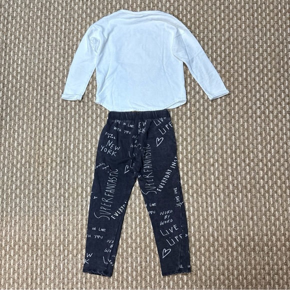 Zara Girl Collection 2 Pc Set SMILEY FACE Tee & Crop Sweatpants Sz 9 Year/134 Cm - Picture 11 of 11